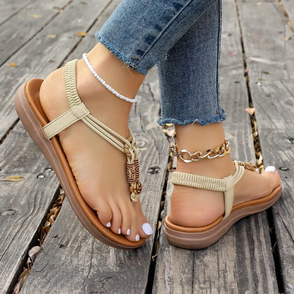 Toe Post Flat Sandals – Side View | Celina Studio