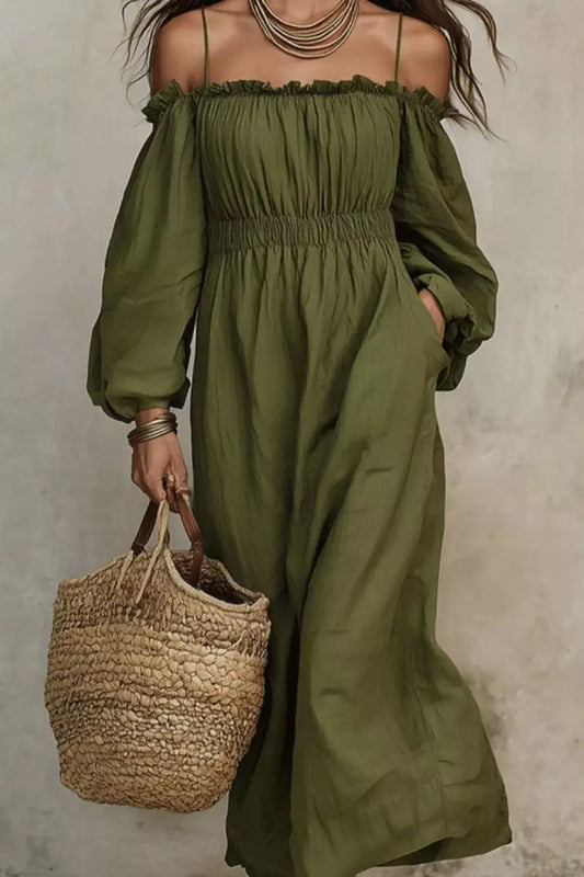 Spaghetti Strap Balloon Sleeve Dress – Side View