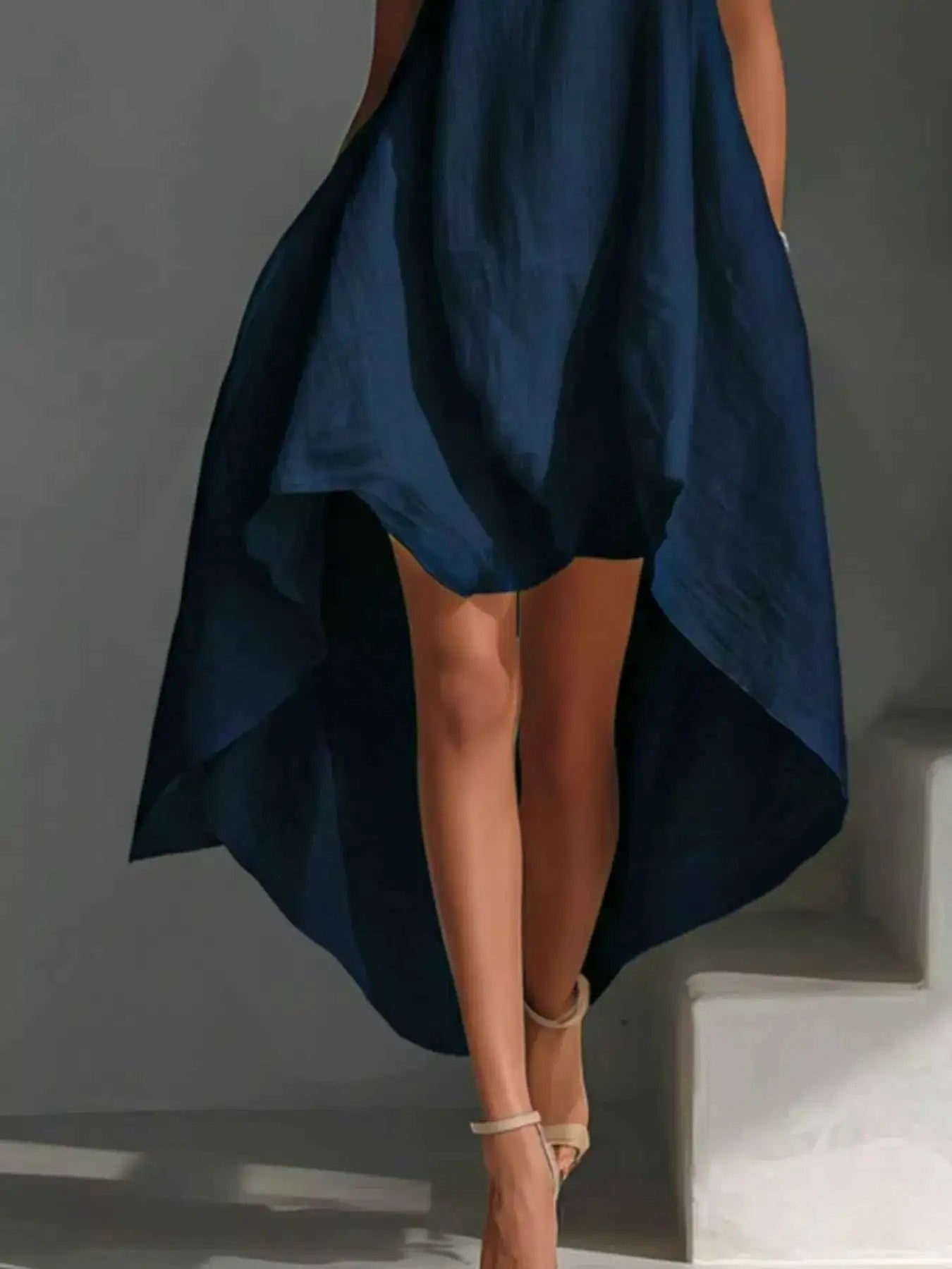 High-Low Round Neck Sleeveless Dress