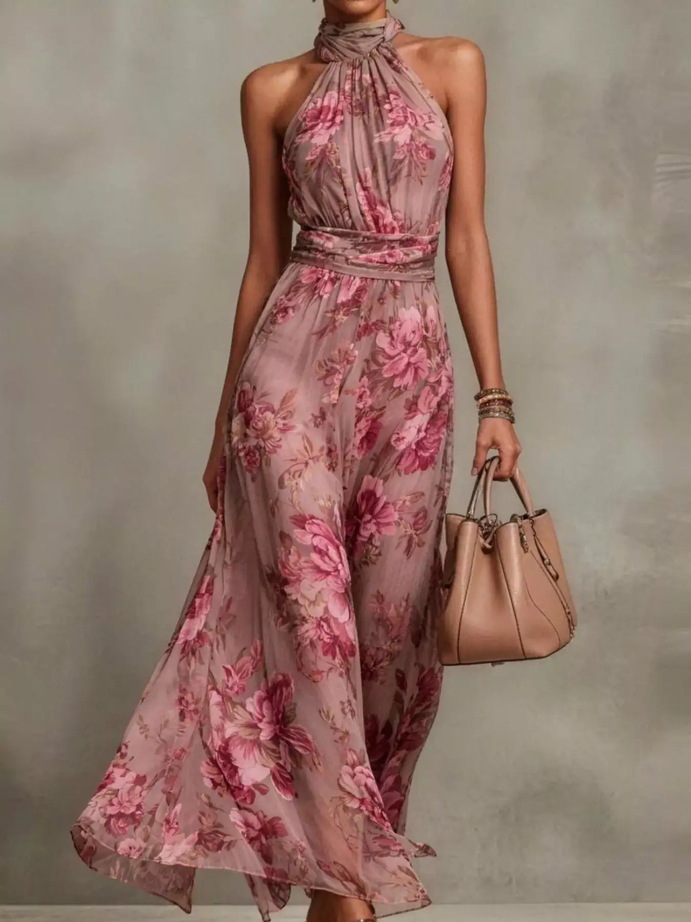 Floral Print Sleeveless Maxi Dress – Lifestyle Shot