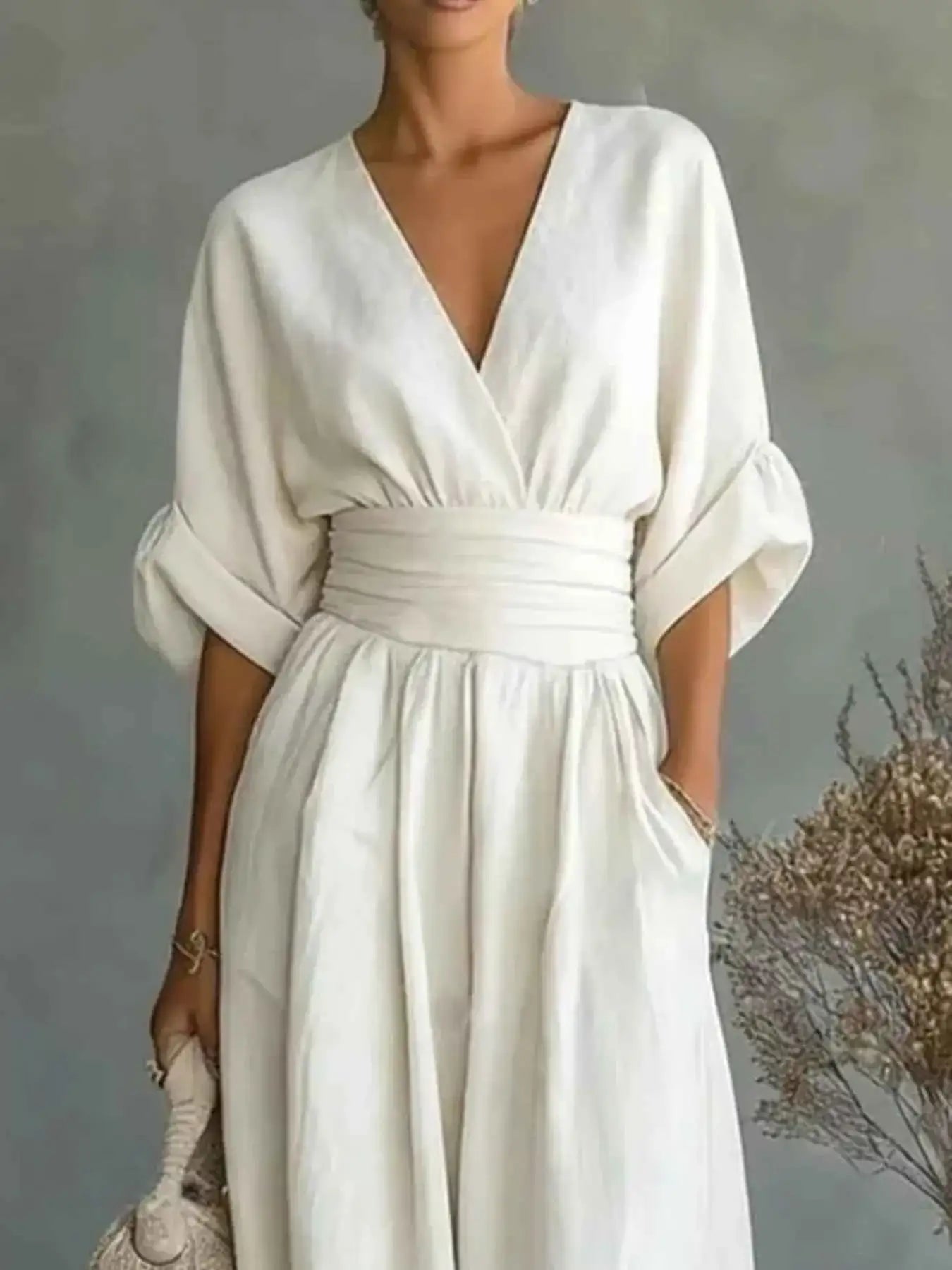 Half Sleeve Wide-Leg Jumpsuit