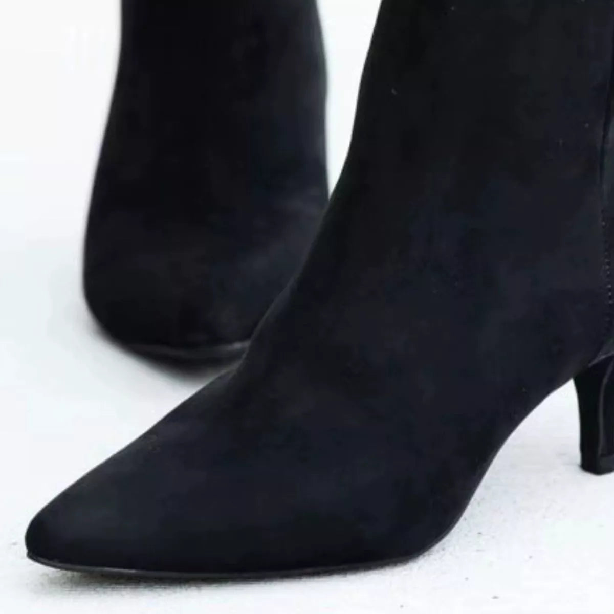 Pointed-Toe Kitten-Heel Boots – Back View | Celina Studio