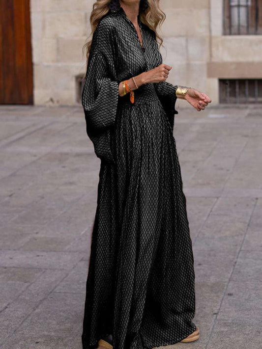 V-Neck Maxi Dress with Flowy Sleeves – Side View