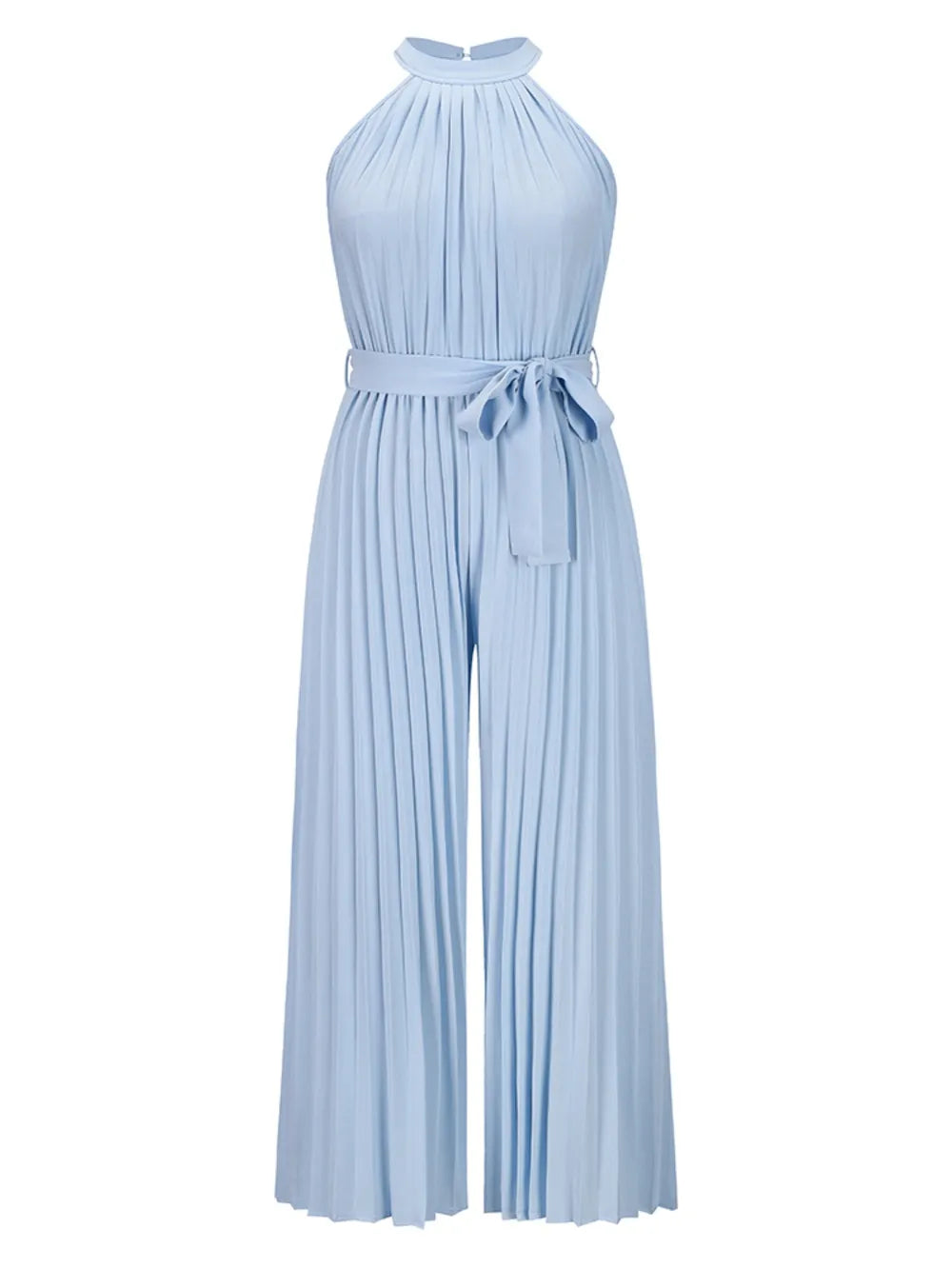 Celina Studio Cutout Tied Pleated Sleeveless Jumpsuit – Model Side Profile