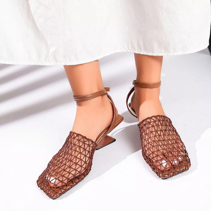 Mesh Ankle-Strap High-Heel Sandals – Ankle Strap Detail | Celina Studio