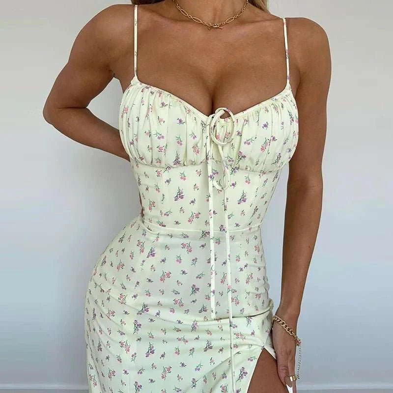 Floral Bodycon Long Beach Vacation Dress - Celina Studio