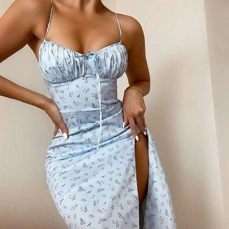 Floral Bodycon Long Beach Vacation Dress - Celina Studio