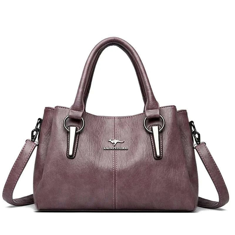 Genuine Leather 3-Layer Crossbody Shoulder Bag - Celina Studio