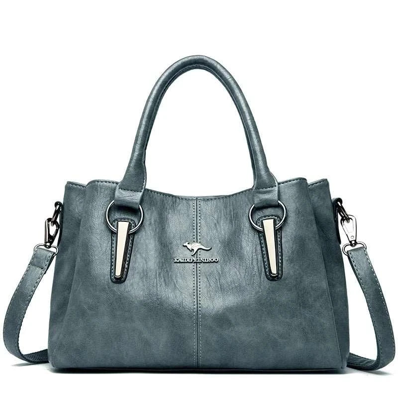 Genuine Leather 3-Layer Crossbody Shoulder Bag - Celina Studio