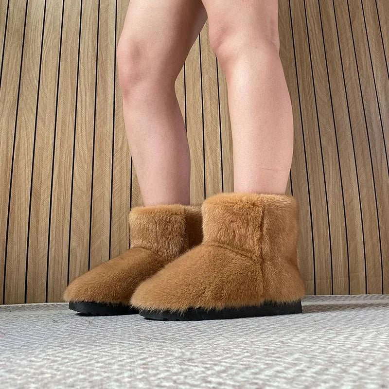Genuine Mink Fur Winter Snow Boots - Celina Studio