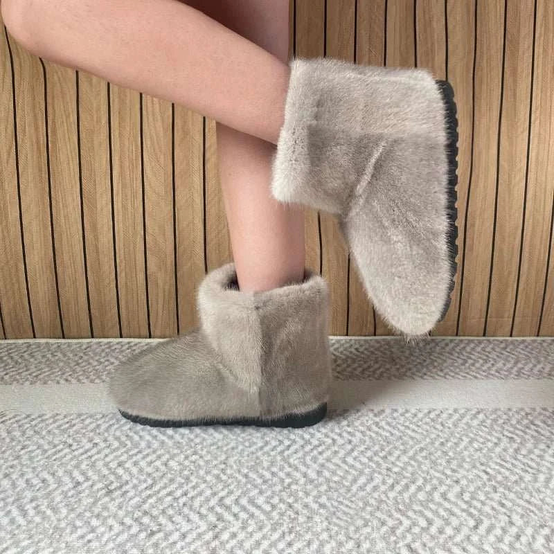 Genuine Mink Fur Winter Snow Boots - Celina Studio