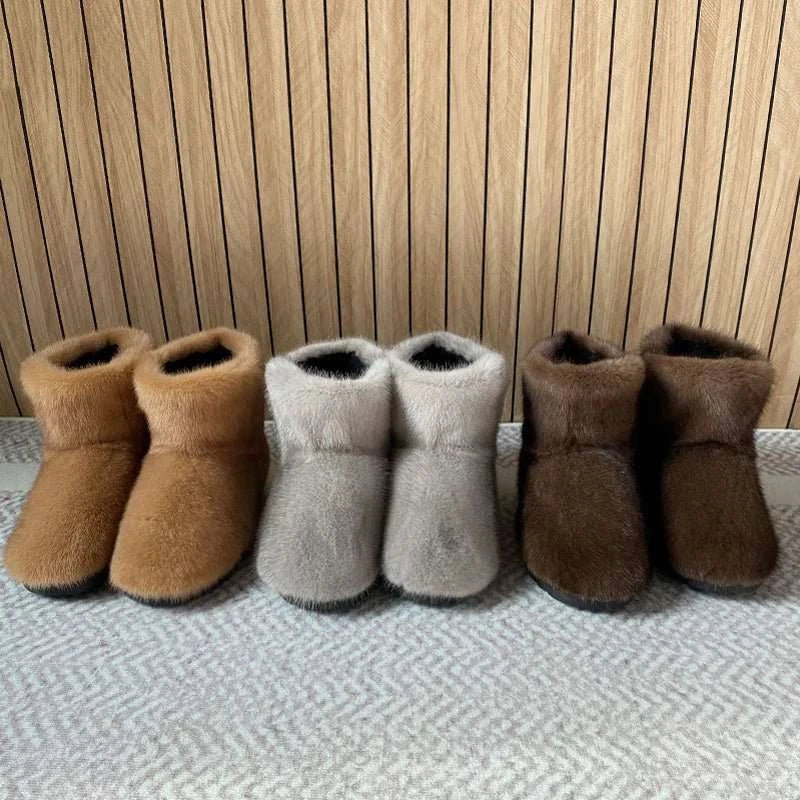 Genuine Mink Fur Winter Snow Boots - Celina Studio