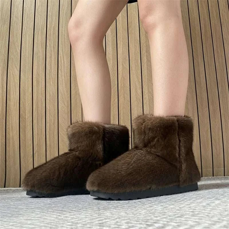 Genuine Mink Fur Winter Snow Boots - Celina Studio