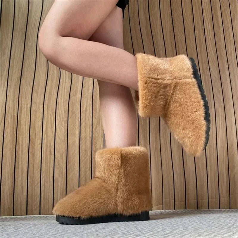 Genuine Mink Fur Winter Snow Boots - Celina Studio