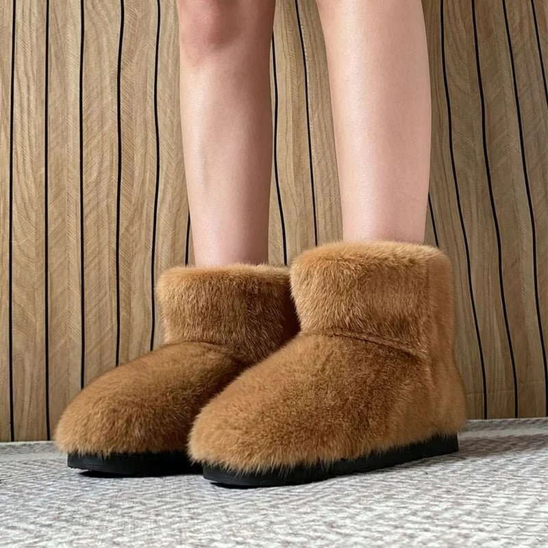 Genuine Mink Fur Winter Snow Boots - Celina Studio