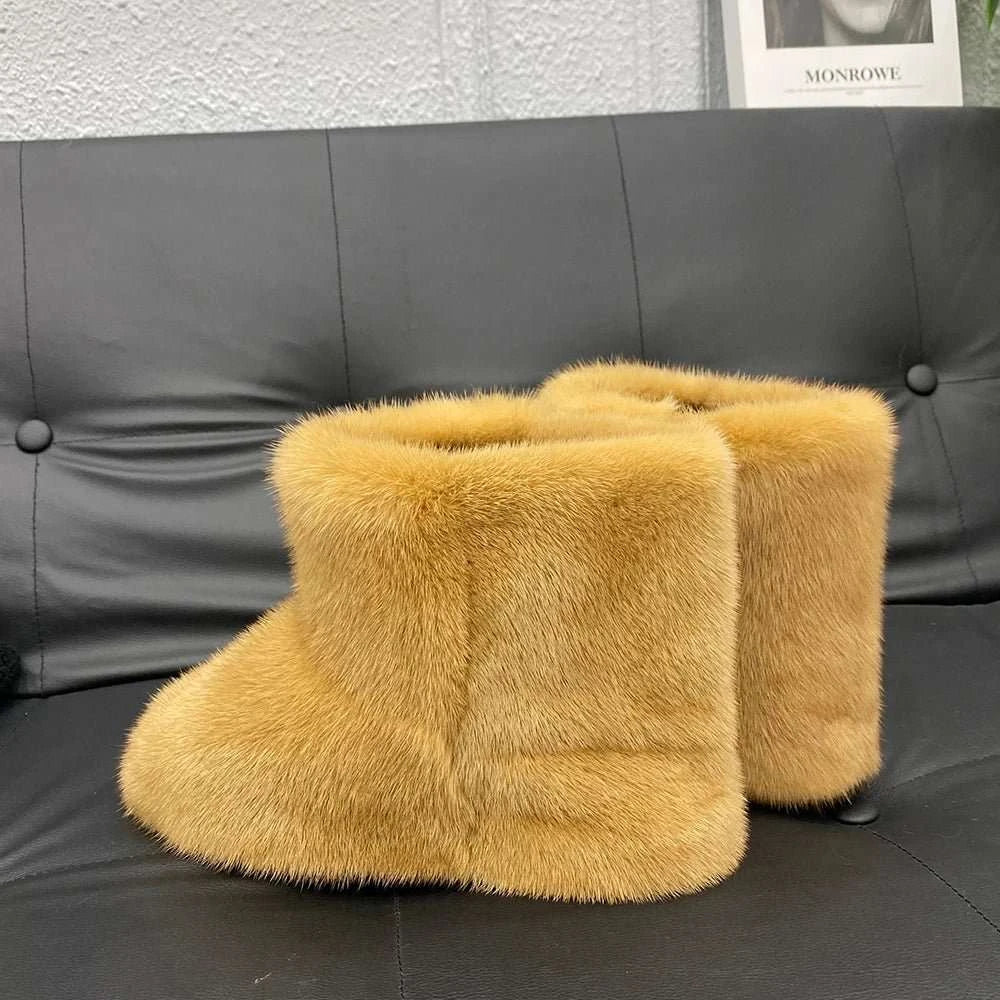 Genuine Mink Fur Winter Snow Boots - Celina Studio