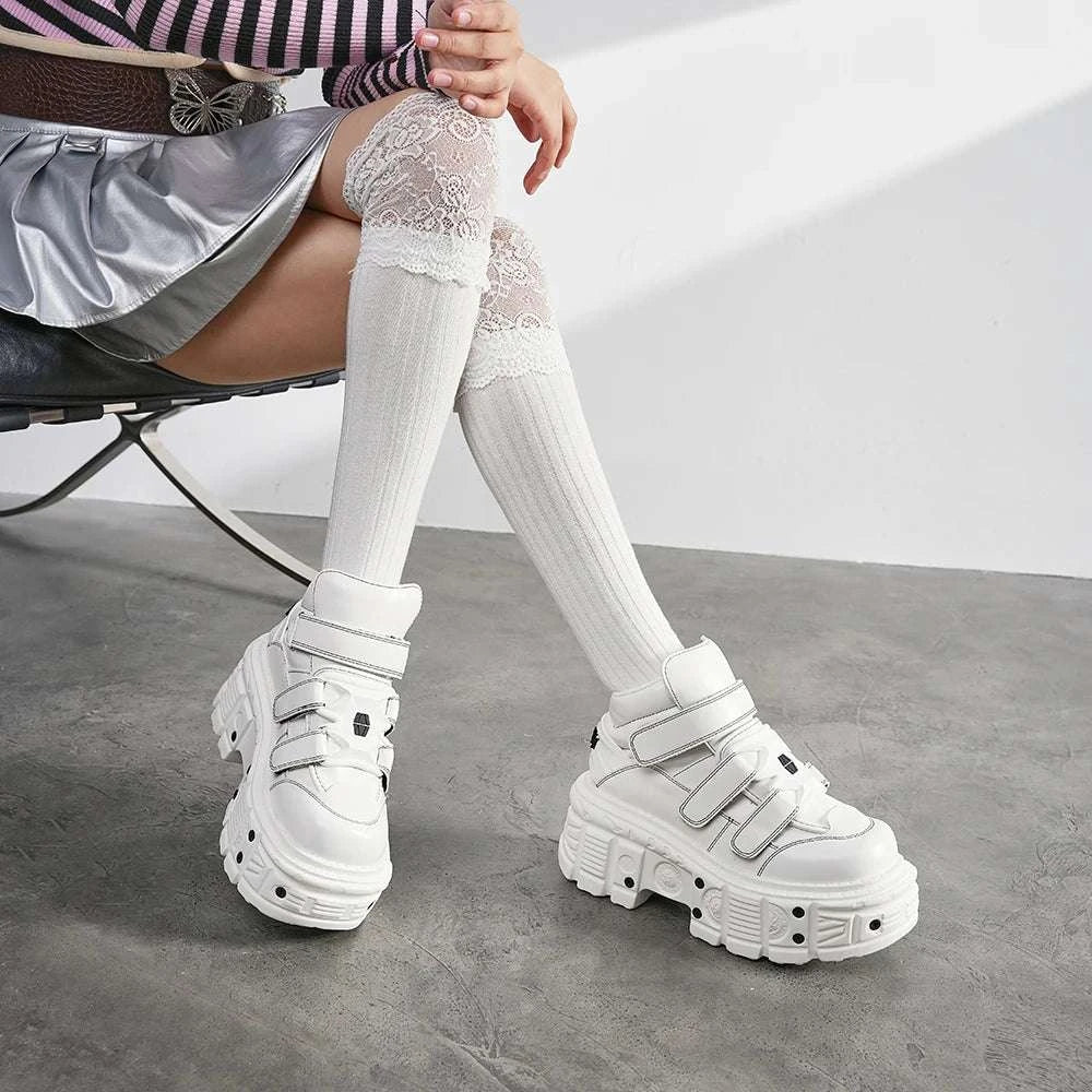 Gothic Punk Lace-Up Platform Ankle Boots - Celina Studio