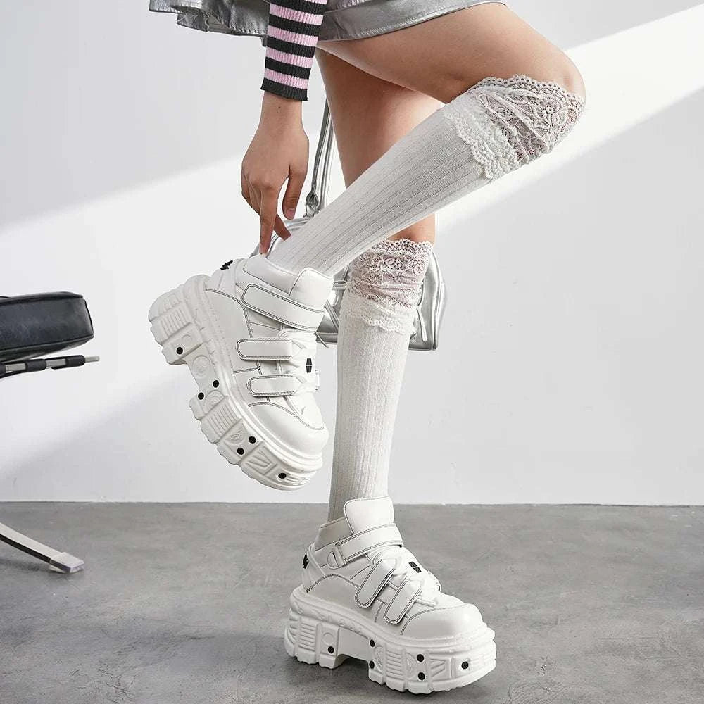 Gothic Punk Lace-Up Platform Ankle Boots - Celina Studio