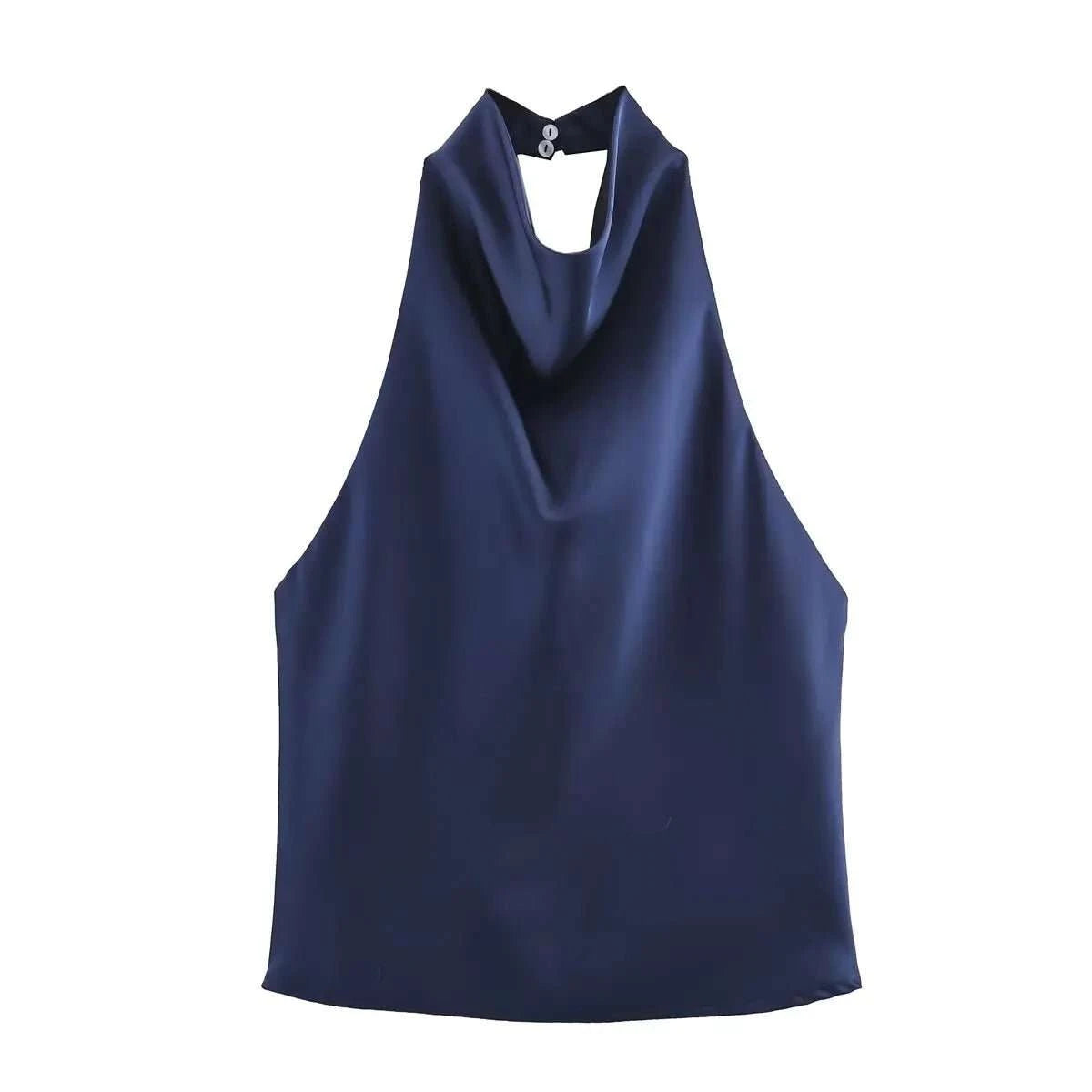 Halter Backless Satin Party Top - Celina Studio