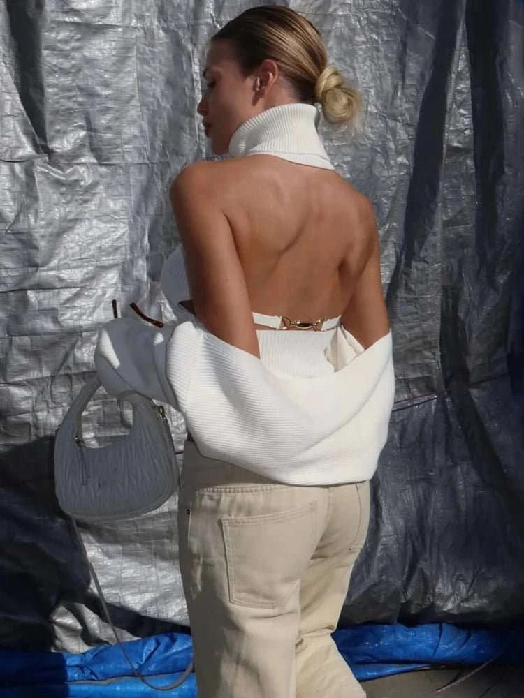 Hollow Out Backless Knit Two-Piece Set - Celina Studio