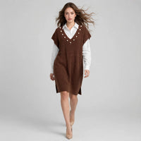 Slit V-Neck Sweater Dress