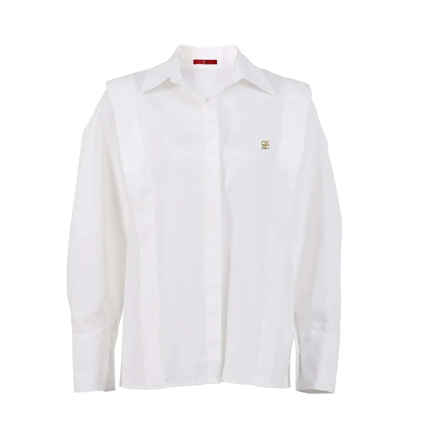 Logo Embroidered Long Sleeve Office Blouse - Celina Studio