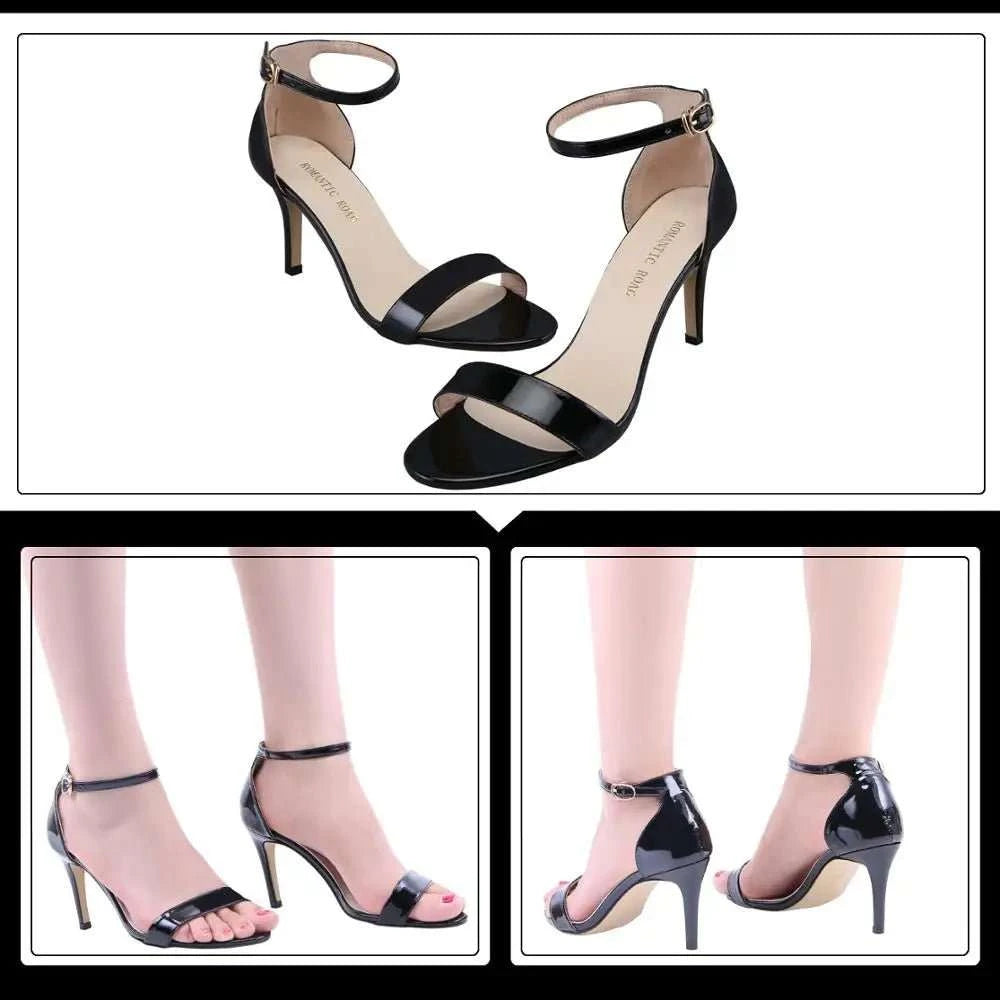 Open Toe Ankle Strap Thin Heel Sandals - Celina Studio