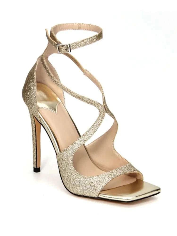 Open Toe Square Toe High Heel Sandals - Celina Studio