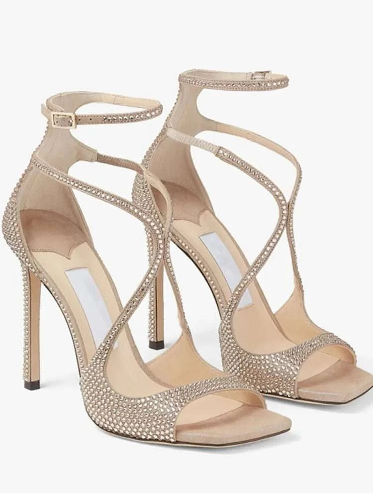 Open Toe Square Toe High Heel Sandals - Celina Studio