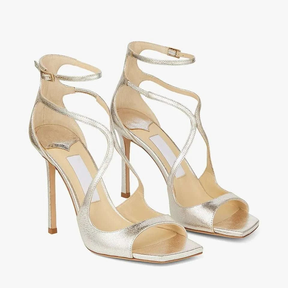 Open Toe Square Toe High Heel Sandals - Celina Studio