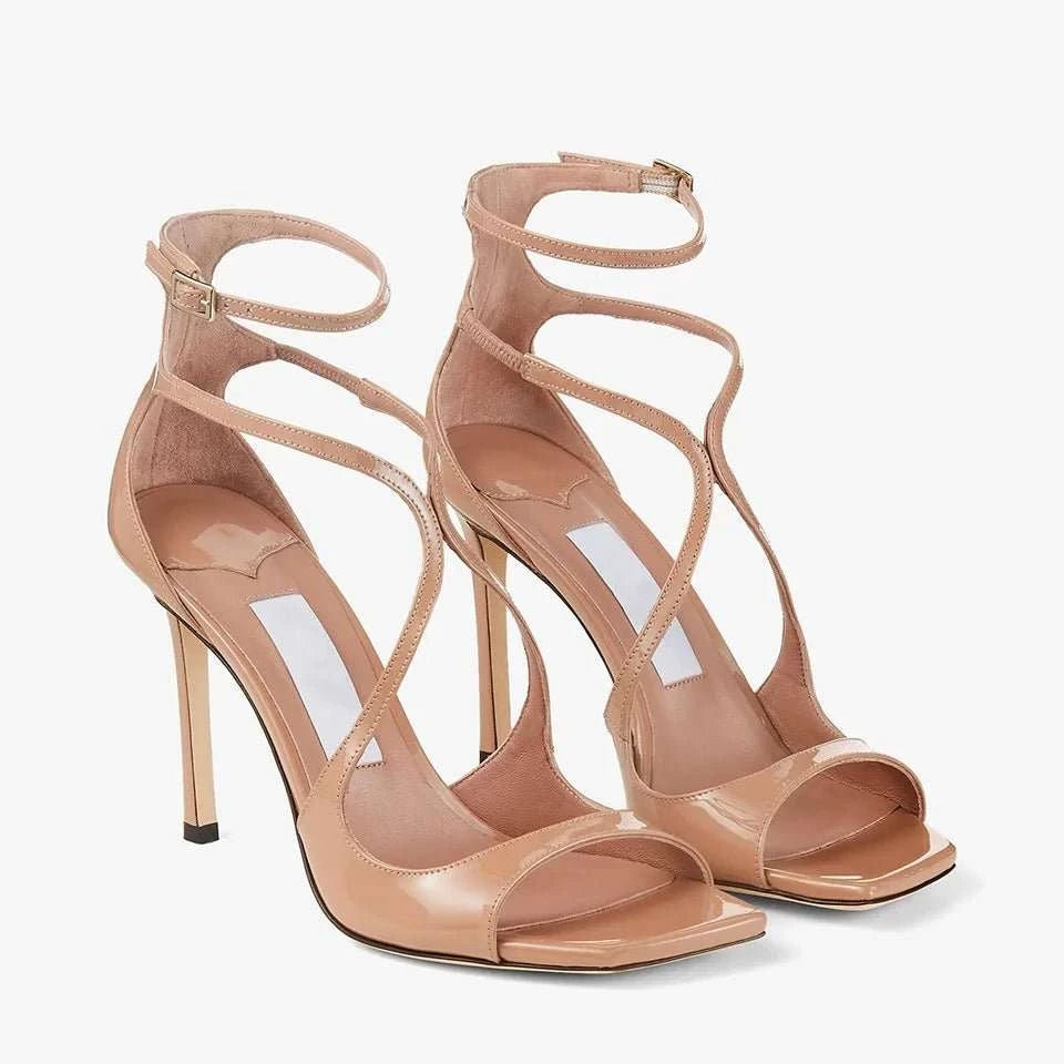 Open Toe Square Toe High Heel Sandals - Celina Studio