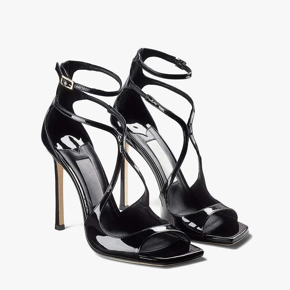 Open Toe Square Toe High Heel Sandals - Celina Studio