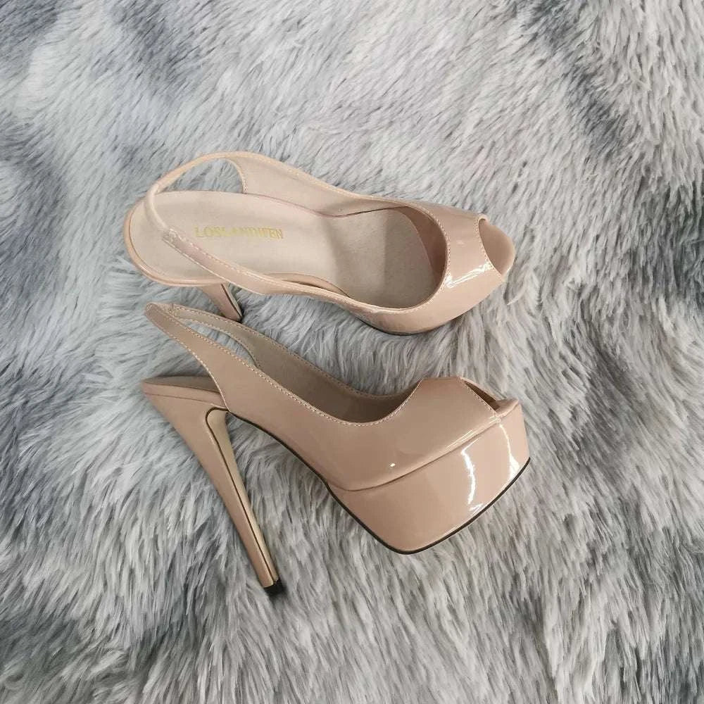 Platform Stiletto Open Toe Gladiator Party Sandals - Celina Studio