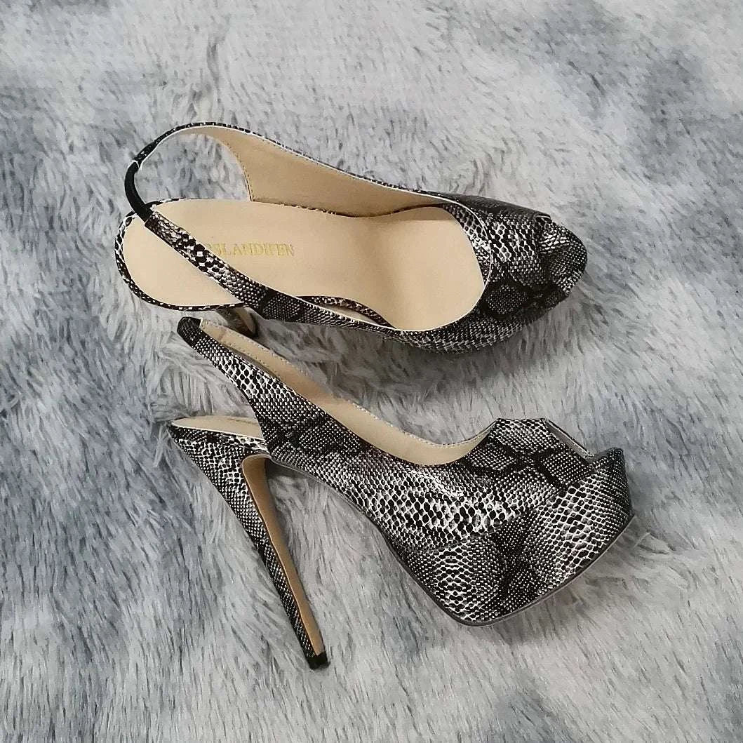 Platform Stiletto Open Toe Gladiator Party Sandals - Celina Studio