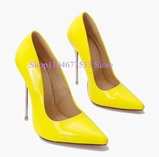 Pointed Toe Stiletto Patent Leather Pumps - Celina Studio