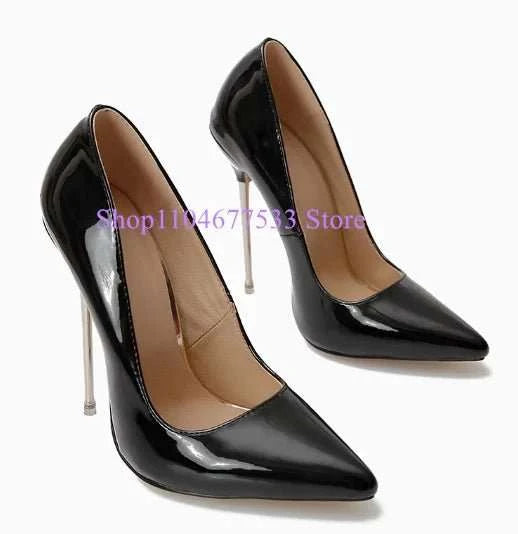 Pointed Toe Stiletto Patent Leather Pumps - Celina Studio