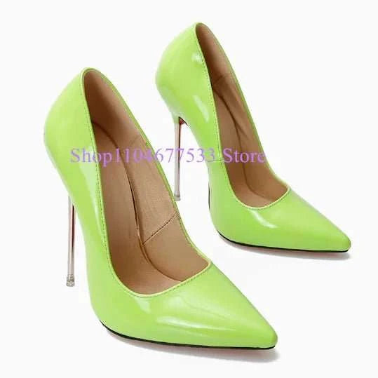 Pointed Toe Stiletto Patent Leather Pumps - Celina Studio