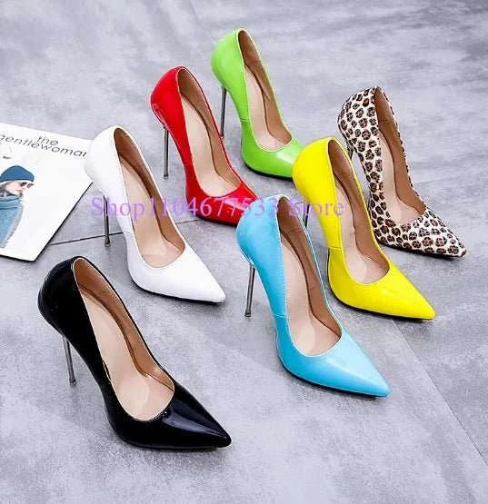 Pointed Toe Stiletto Patent Leather Pumps - Celina Studio