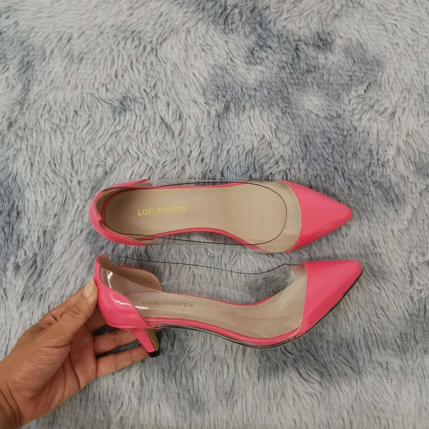 PVC Transparent Low Heel Pointed Toe Pumps - Celina Studio