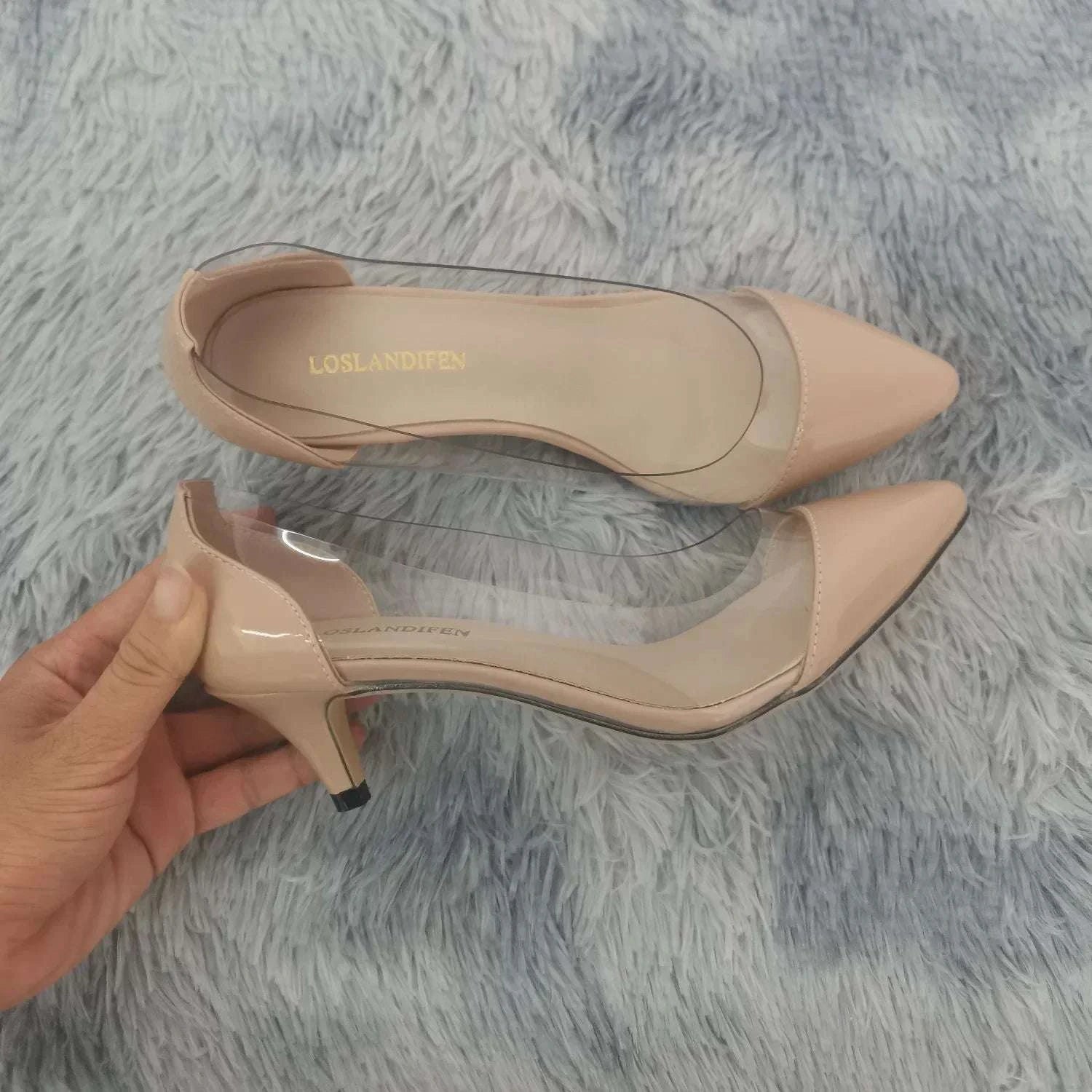 PVC Transparent Low Heel Pointed Toe Pumps - Celina Studio