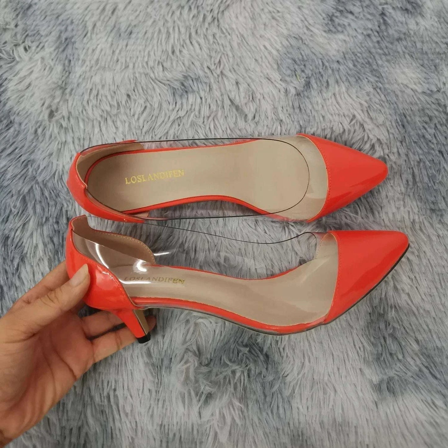 PVC Transparent Low Heel Pointed Toe Pumps - Celina Studio