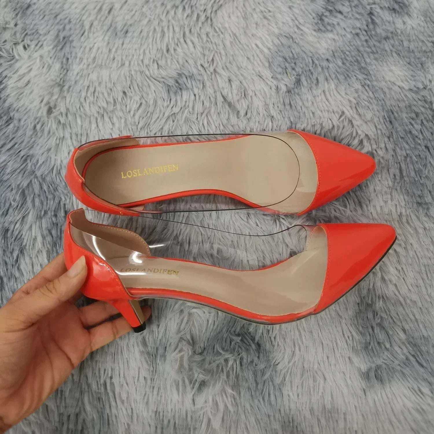 PVC Transparent Low Heel Pointed Toe Pumps - Celina Studio
