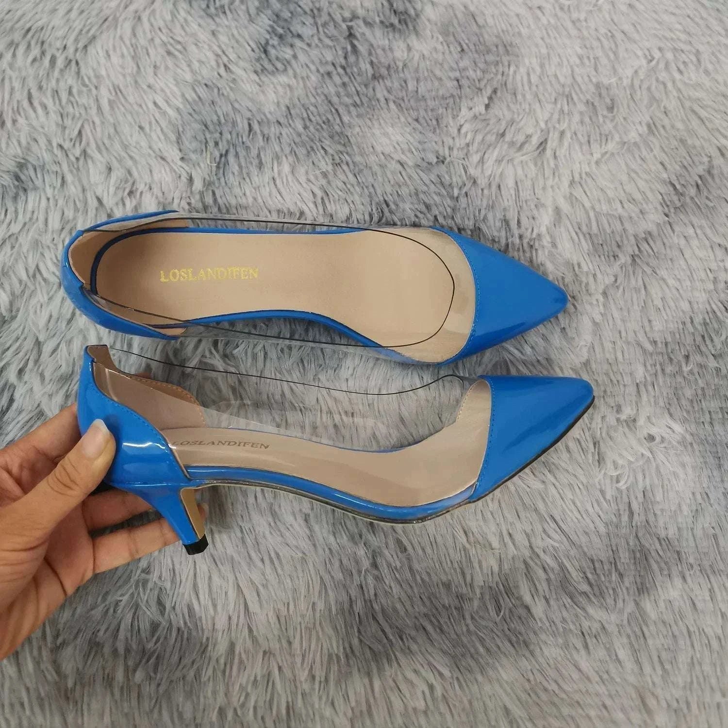 PVC Transparent Low Heel Pointed Toe Pumps - Celina Studio