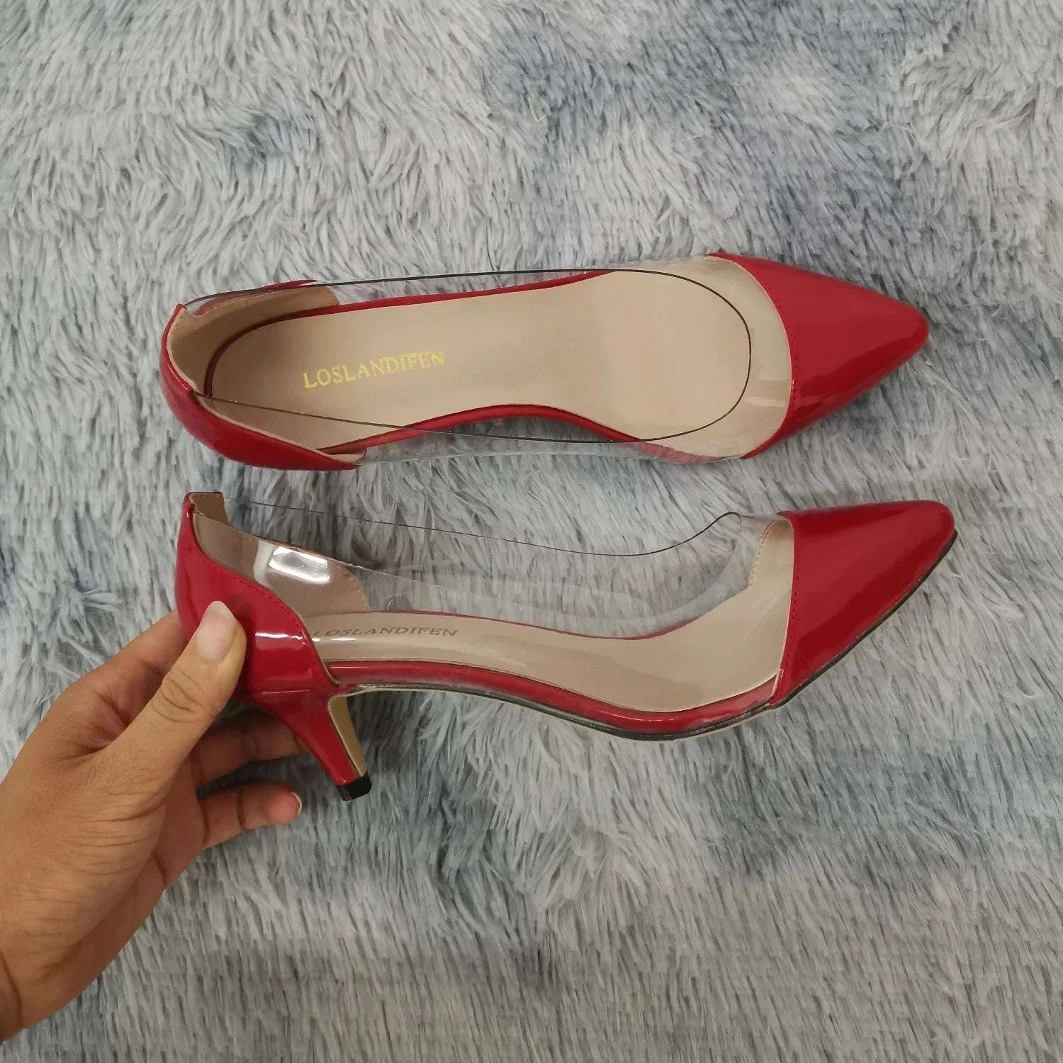 PVC Transparent Low Heel Pointed Toe Pumps - Celina Studio