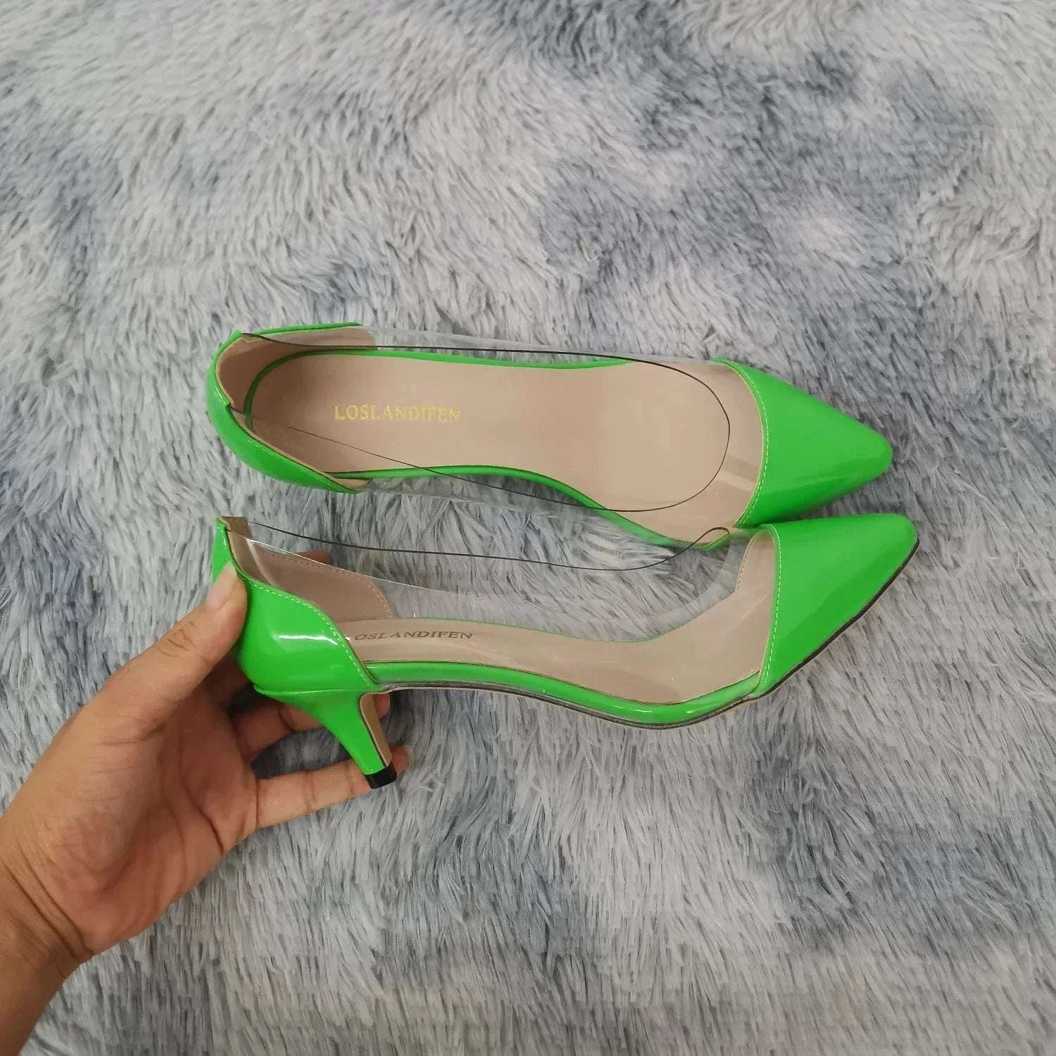PVC Transparent Low Heel Pointed Toe Pumps - Celina Studio