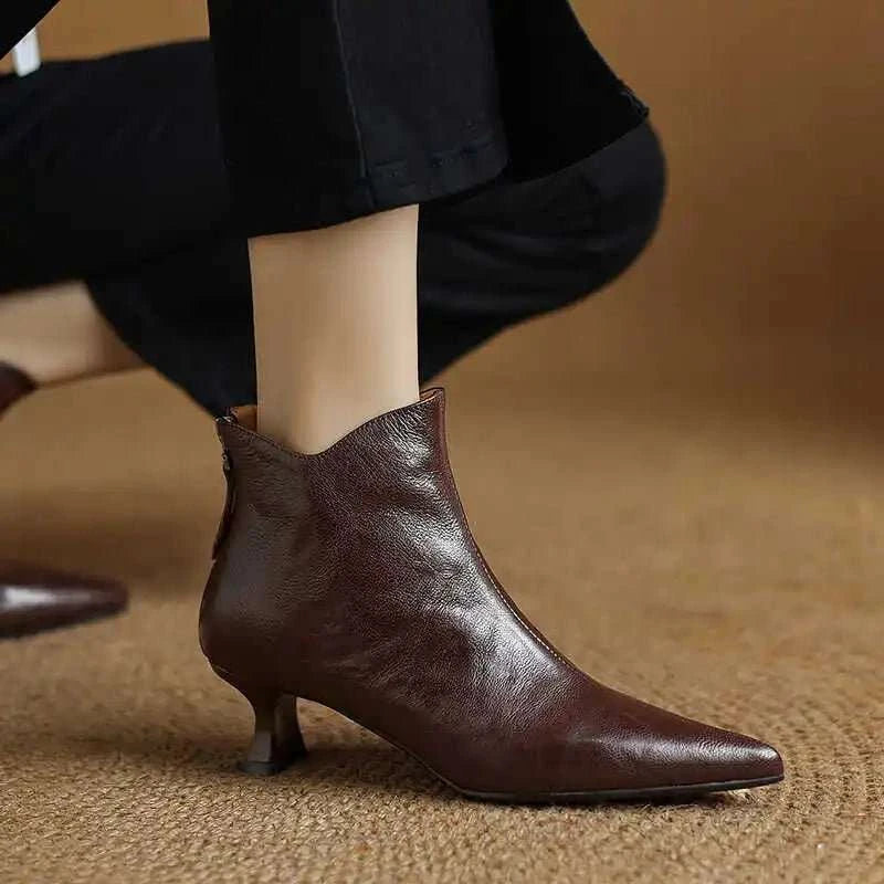 Vintage Pointed Toe Women's Ankle Boots - Celina Studio