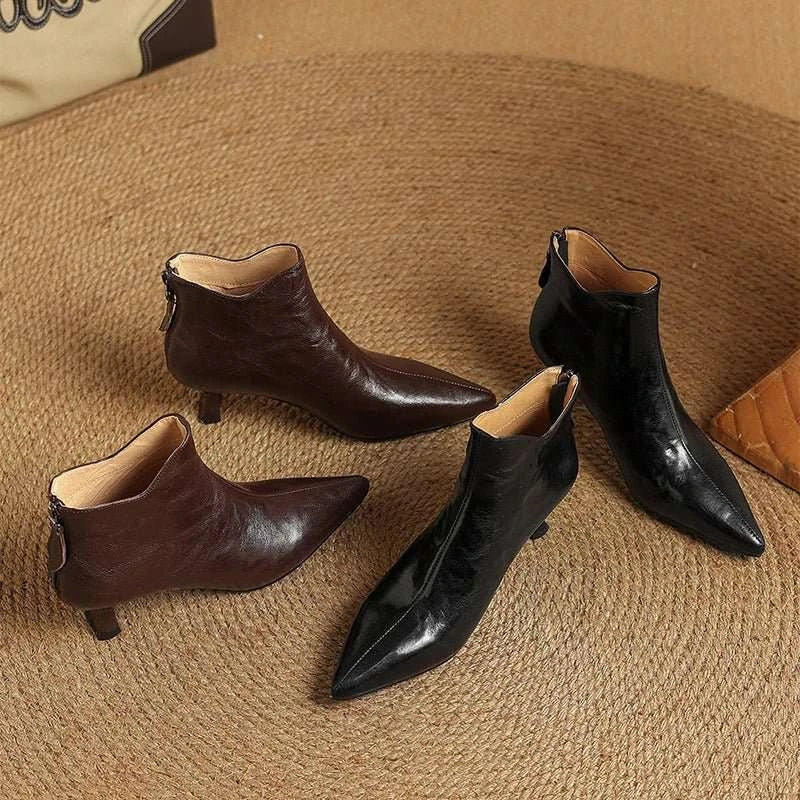 Vintage Pointed Toe Women's Ankle Boots - Celina Studio