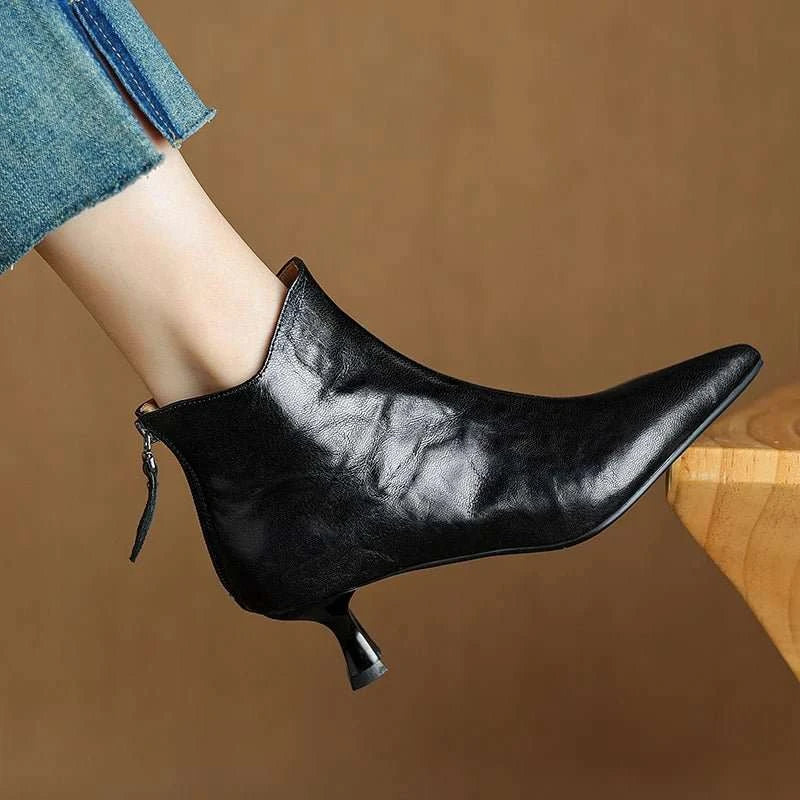 Vintage Pointed Toe Women's Ankle Boots - Celina Studio