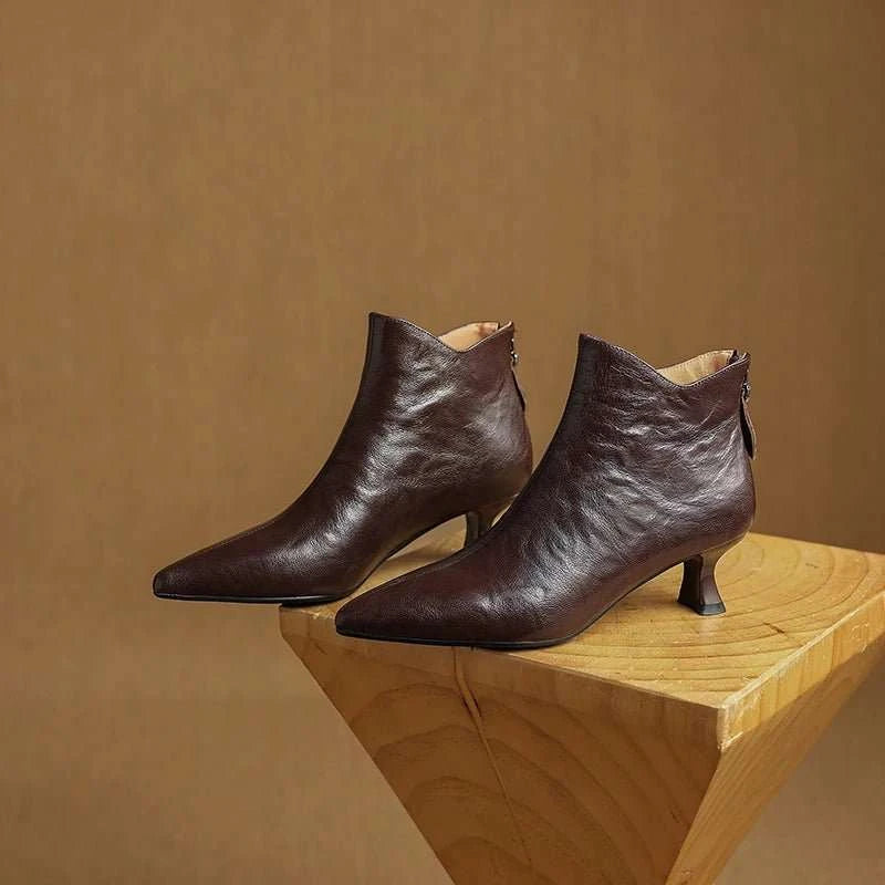 Vintage Pointed Toe Women's Ankle Boots - Celina Studio