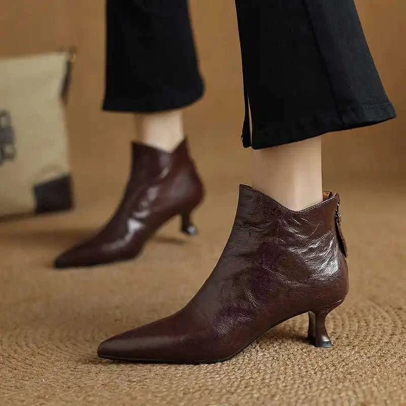 Vintage Pointed Toe Women's Ankle Boots - Celina Studio